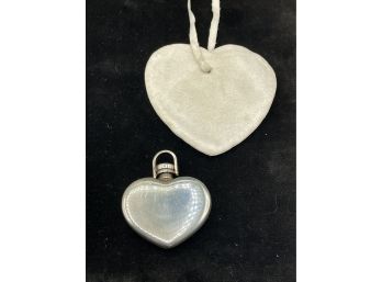 Vintage Sterling Silver Heart Shaped Perfume Bottle Pendant Or Travel - Marked B - Unique  Pendant  Finding
