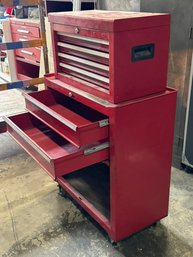 Two Piece Rolling Tool Box With Drawers And Ample Storage