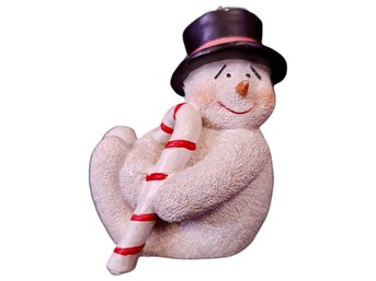 Snowman Holding Candycane Ornament
