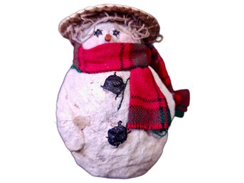 Straw Hat And Scarf Snowman
