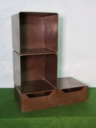 Vintage MCM Shelf Futuristic Space Age Brown Storage Cubes