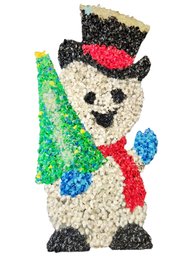 Vintage Crinkle Plastic Popcorn Door Sign Frosty The Snowman