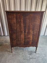 4'10'x3'4'1'8' Wooden Rolling Vintage Antique Cabinet With Shelves