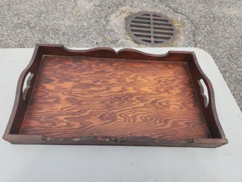 Mid Century Carved Wood Vintage Antique Serving Tray 24'X14'x2'