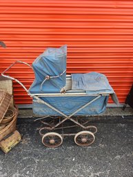 Vintage Antique Rex Baby Buggy Stroller Blue