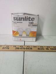Sunlite Rough Service 100A/RS Frost Medium Base 100watt 130volt Incandescent Light Bulbs 2 Pack