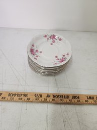 Lot Of 8 Chodziez Saucers China Porcelain Silver Flowers