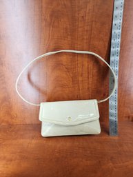 Faux Leather White Purse Gold Accent