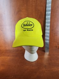 Highlighter Yellow/green Luminescent Baseball Cap Hat With Black Lettering Baldor QA HACCP