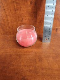 Unscented Pink Candle In Glass Vessel