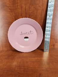 Decorative Pink Ceramic Plate Frilled Edge Sweet Chocolate Frosted Cupcake