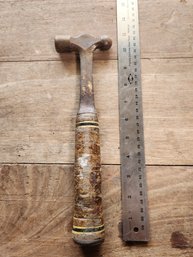 Vintage Ball Peen Hammer With Leather Wrapped Handle Grip