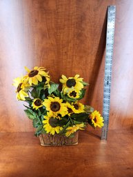 Sunflower Forever Flowers In Basket Table Centerpiece