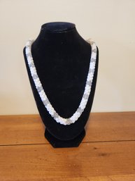 Vintage White And Clear Bead Necklace