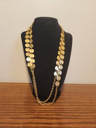 Gold Plated Chain Necklace With Gold Coin Medallions