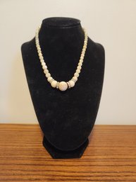 Rhinestone And Pearl Graduated Necklace Vintage