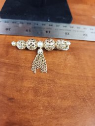 Gold Plated Three Pearl Ornate Hair Clip Barrette