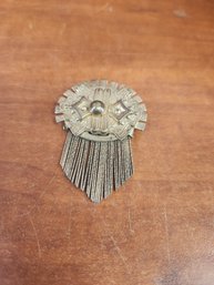 Vintage Art Deco Dangle Drop Bronze Brooch Pin Broach Meso American Design