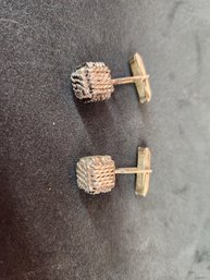 Antique Cufflinks Silver 192 Rope Woven Cube Design