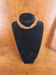 Vintage Amber Colored Beaded Choker Bracelet Necklace