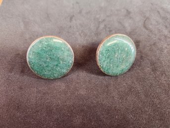 Pair Of Amazonite And Silver Cufflinks