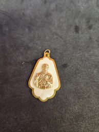 Shrine Of Saint Jude Gold Plated Charm Pendant Mother Of Pearl