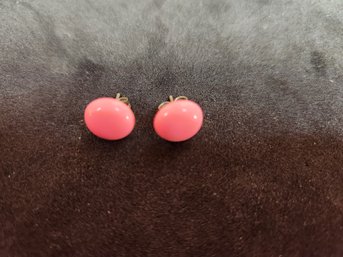 Vintage Hot Pink Bakelite Stud Earrings