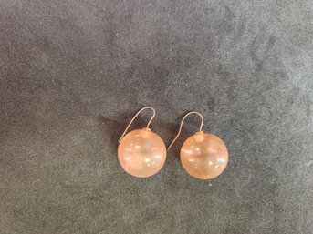 Pink Glass Ball Earrings Vintage
