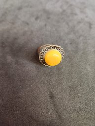 Baltic Amber In Silver Ring