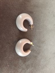 Pair Of Silver Colored Bakelite Hoop Loop Earrings
