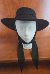 Street Smart Black Women's Hat With Felt Winter Tie
