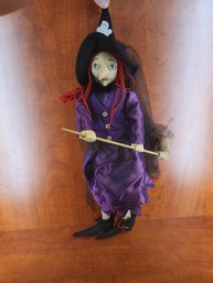 Vintage Stuffed Hanging Halloween Decor Witch
