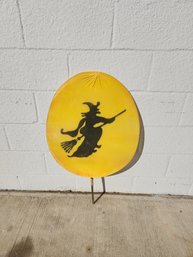 Outdoor Halloween Decor Witch Flying Over A Full Moon Sign Vintage 90s