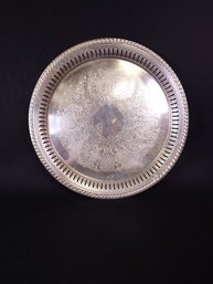 Aniston Fine Silver Plate Ornate Floral Etched Design 12' Tray 2187