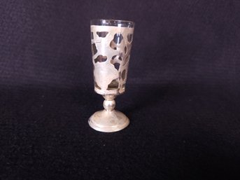 Sterling Silver Wrapped Floral Design Shot Glass Unmarked Antique