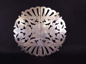 Wallace Expandable Trivet Silver Plate 7333 Epc Ornate Engraved Floral Design