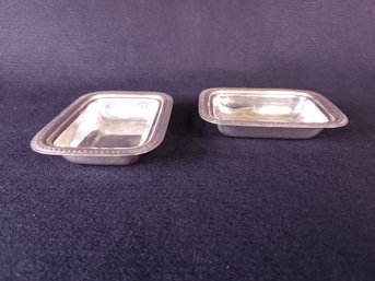 Pair Of Unmarked Dotted Rim 5' Silver Trays