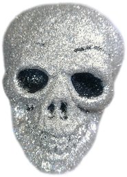Silver Glitter Skull Ornament