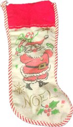Vintage Noel Santa Candy Cane Christmas Stocking