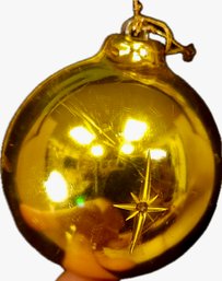 Vintage Jewel Brite Gold And Silver Star Glass Ball Ornament Diorama Empty