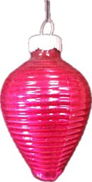 Vintage Shiny Brite Pink Swirl Lightbulb Shaped Mercury Glass Ornament