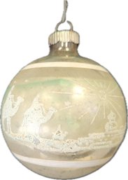 Vintage Shiny Brite Mercury Glass Ball Hand Painted Ornament Three Wise Men Mica Finish