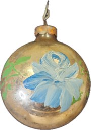 Vintage Hand Painted Shiny Brite Mercury Glass Ball Ornament Blue Flower