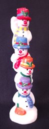 Vintage 10' Winter Holiday Decor Candle Snowmen Snowman On Top Of Each Other
