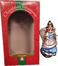 The Brass Key Christmas Treasures Classic Angel Painted Hand Crafted Glass Ornament Vintage In Box