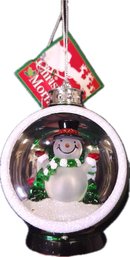 Vintage Frosty The Snowman Diorama Green Glass Ball Ornament Christmas Morning Dennis East International De1