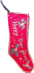 Happy New Year Sister Double Sided Antique Christmas Stocking Holly And Angel