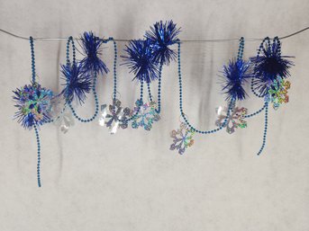 Blue And Silver Snowflake Bead Garland Chain Long