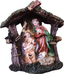 Hand Painted And Sculpted Nativity Scene Manger Mary Joseph Baby Jesus #2