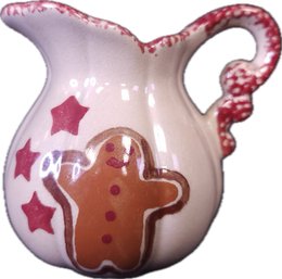 Hand Painted Gingerbread Man Cookie Ceramic Creamer Pitcher